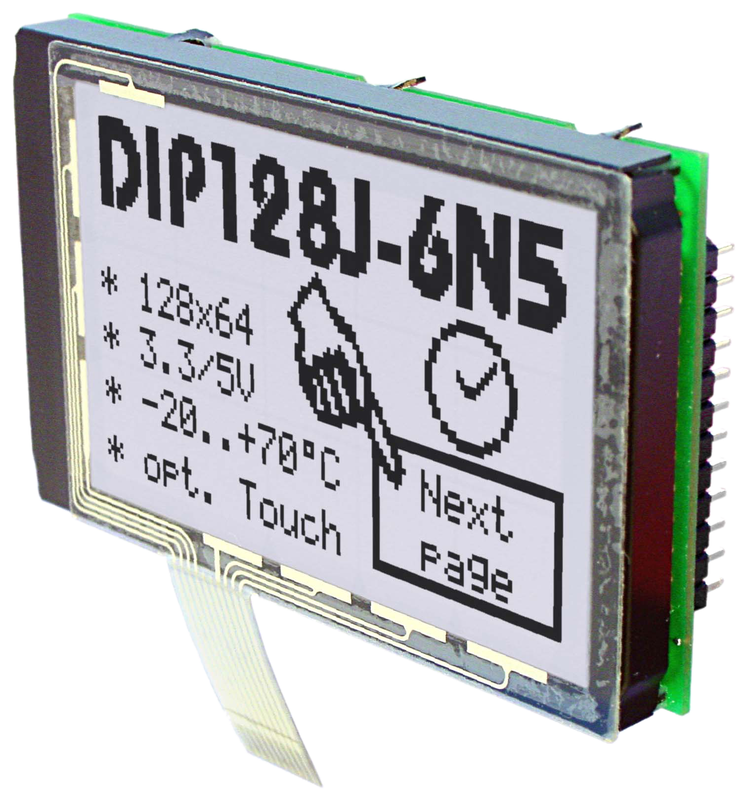 [Translate to Englisch:] Displays in Chip on Board (COB) TEchnik, hier EA DIP128 als Grafikdisplay mit 128x64 Pixeln