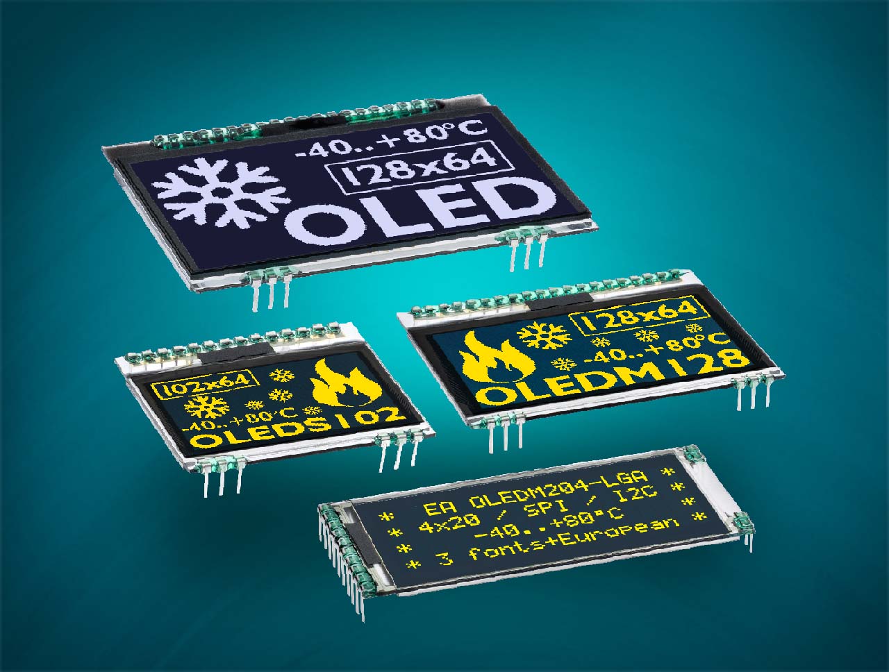 Color OLED displays for text and graphics with SPI for 3.3V