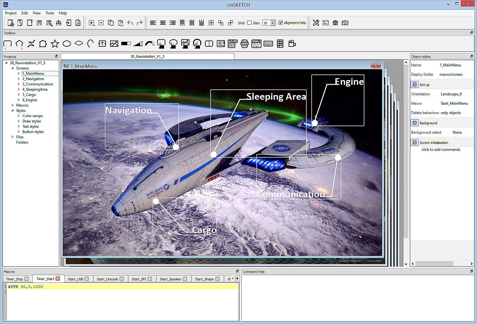 WYSIWYG Graphic Editor for Windows, uniTFTDesigner generates pages for uniTFT HMI