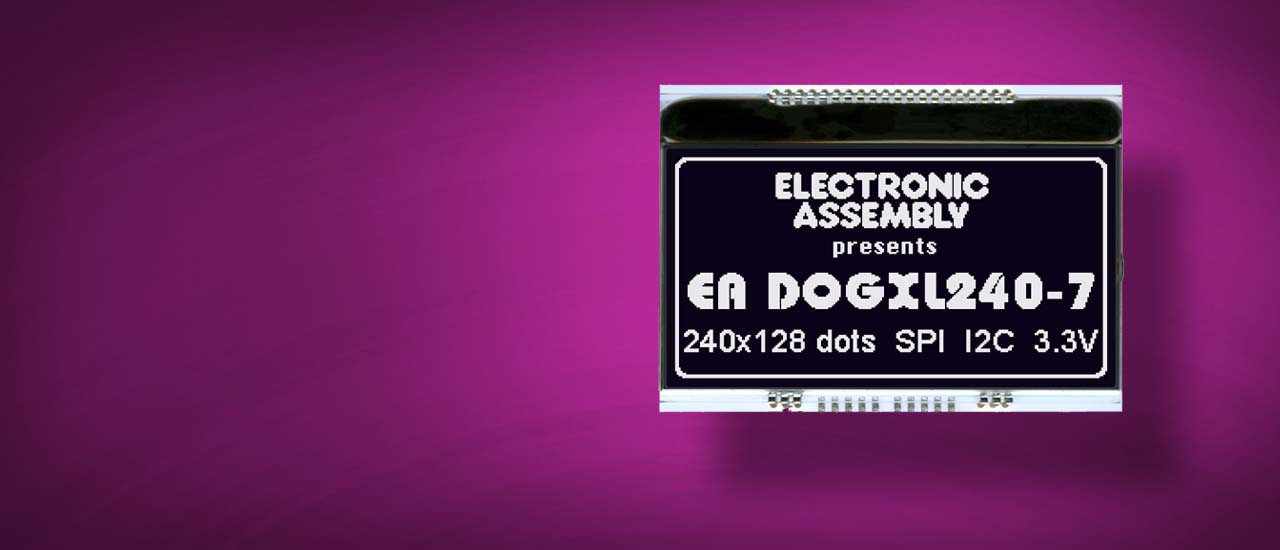 LCD displays graphics EA DOGXL240 as Chip-On-Glass, consists of 2 glass plates and a liquid in between.